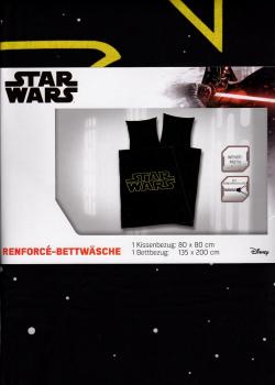 Bettwäsche Star Wars Galaxie mit Logo - 135 x 200 cm - 100% Baumwolle - schwarz